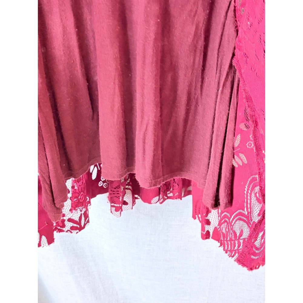 Free People Womens Floral Lace Bell Sleeve Open Back Mini Dress Red Size 2 - Picture 12 of 16